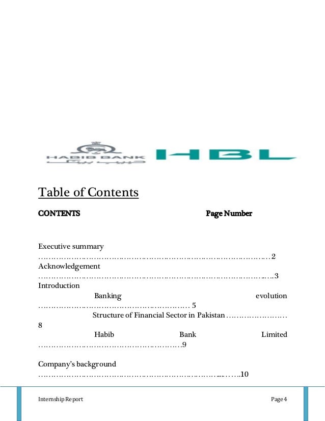 hbl internship report